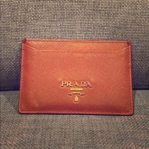 Prada saffiano leather credit card case wallet